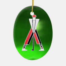 GOLF INSTRUCTOR RED RUBY- GREEN EMERALD  MONOGRAM ORNAMENTS