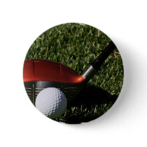 Golf Iron and Ball Round Button