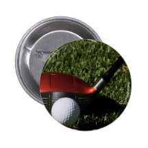 Golf Iron and Ball Round Button