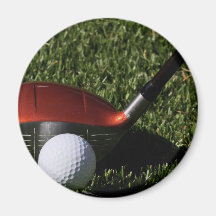 Golf Iron and Ball Round Magnet