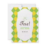 Golf Party Argyle Preppy Personalized Announcements