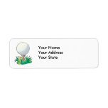 golfball sitting on golf tee labels