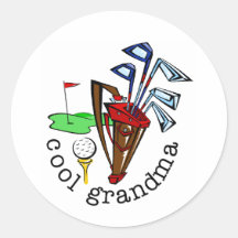 GOLFER GRANDMA ROUND STICKERS