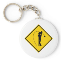 Golfer Road Sign Key Chain