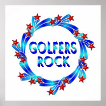 Golfers Rock Red Stars Print