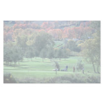 Golfers with fall foliage in background, Queechee, Stationery