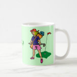 Golfeur de dame de golf avec la tasse de monogramm