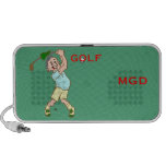 Golfeur drôle avec le monogramme sur un haut-parle
