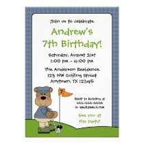 Golfing Bear Kids Birthday Party Invitations invitations