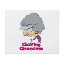 golfing grandma funny caricature flyer design