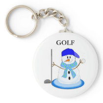 Golfing Snowman Keychain