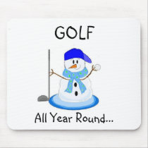 Golfing Snowman Mousepads
