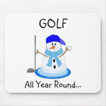 Golfing Snowman Mousepads