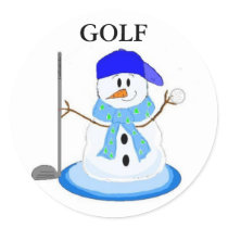 Golfing Snowman Sticker