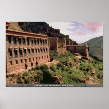 Gompa walls and windows, Tibet, China Poster