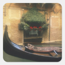 Gondola and Restaurant, Venice, Veneto, Italy Square Stickers