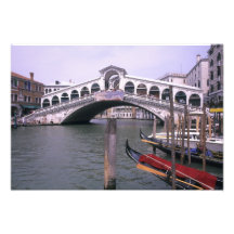 Gondolas and tourists near the Rialto Bridge Photo