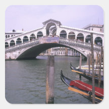 Gondolas and tourists near the Rialto Bridge Stickers