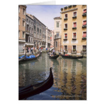 Gondolas in a canal, Venice, Italy cards
