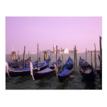 Gondolas ready for tourists in Venice Italy Postcards