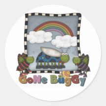 Gone Buggy Rainbow and Bugs Tshirts Round Sticker