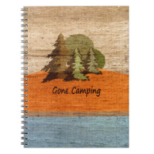 Gone Camping Wood Look Nature Lovers Spiral Note Books