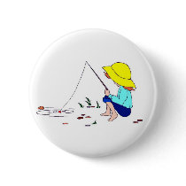 Gone Fishing Pinback Button