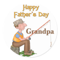 Gone Fishing Father's Day - Grandpa Round Stickers
