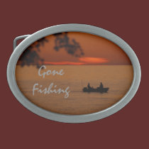 Gone Fishing Sunset belt buckles