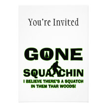 Gone Squatchin Bigfoot In Woods Personalized Announcements