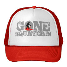 Gone squatchin * black logo" mesh hats