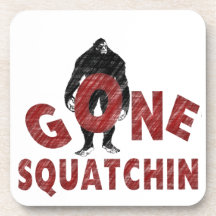 Gone Squatchin - Crayon Style Squatcher Beverage Coaster