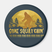 Gone Squatchin' (vintage sunset) Fridge Magnet