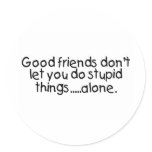 Good Friends Dont Let You Do Stupid Things Alone Round Sticker