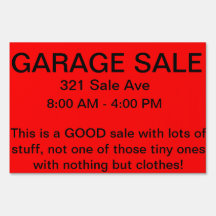 Good garage sale sign