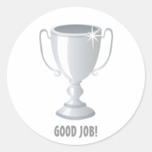 Good Job SIlver Trophy Round Sticker