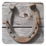 Good Luck Horseshoe on Wooden Fence Stickers