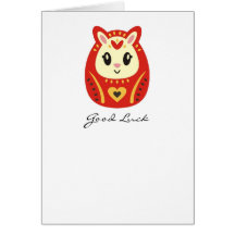 Good Luck Kawaii Style Daruma Card
