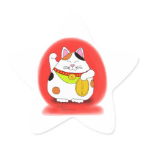 Good Luck Maneki Neko Star Sticker
