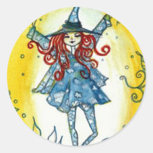 Good Morning Witch Round Stickers