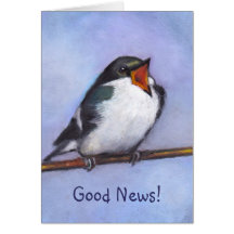 Good News: Announcement: Baby Bird, Oil Pastel Card
