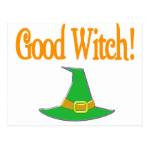 Good Witch! Green Hat Halloween Design Post Cards