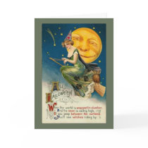 Good Witch Riding By - Halloween Card
