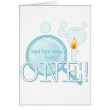 Goodbye Zero Hello One Birthday Greeting Card
