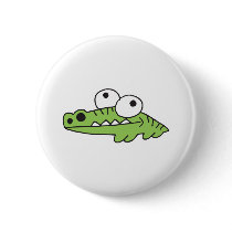 goofy baby alligator pinback button