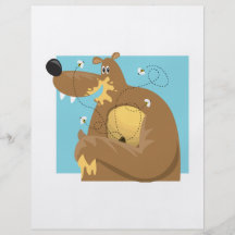 goofy bear eating honey flyer design