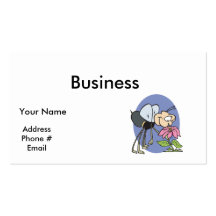 goofy bee smelling flower business cards