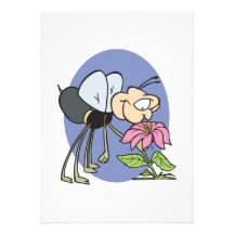 goofy bee smelling flower custom invite