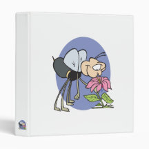 goofy bee smelling flower vinyl binders
