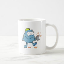 goofy blue drunk monster cutie coffee mugs